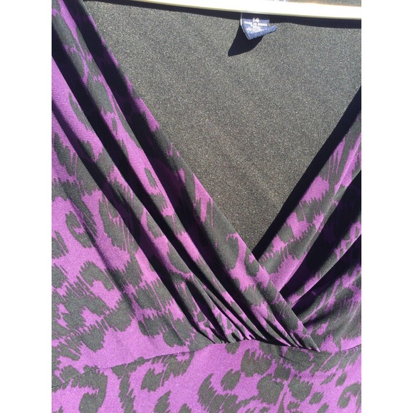 American Living 14 Dress purple black plus jersey knit work 3/4 length sleeve - Picture 2 of 10